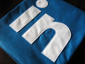 LinkedIn logo on blue surface