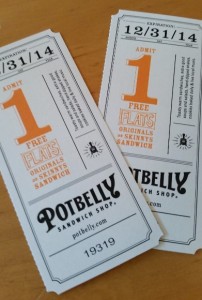 Potbelly Movie-Ticket Style Coupons