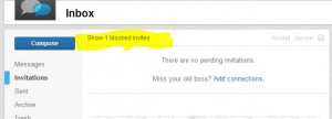 Screenshot of LinkedIn blocked invitations